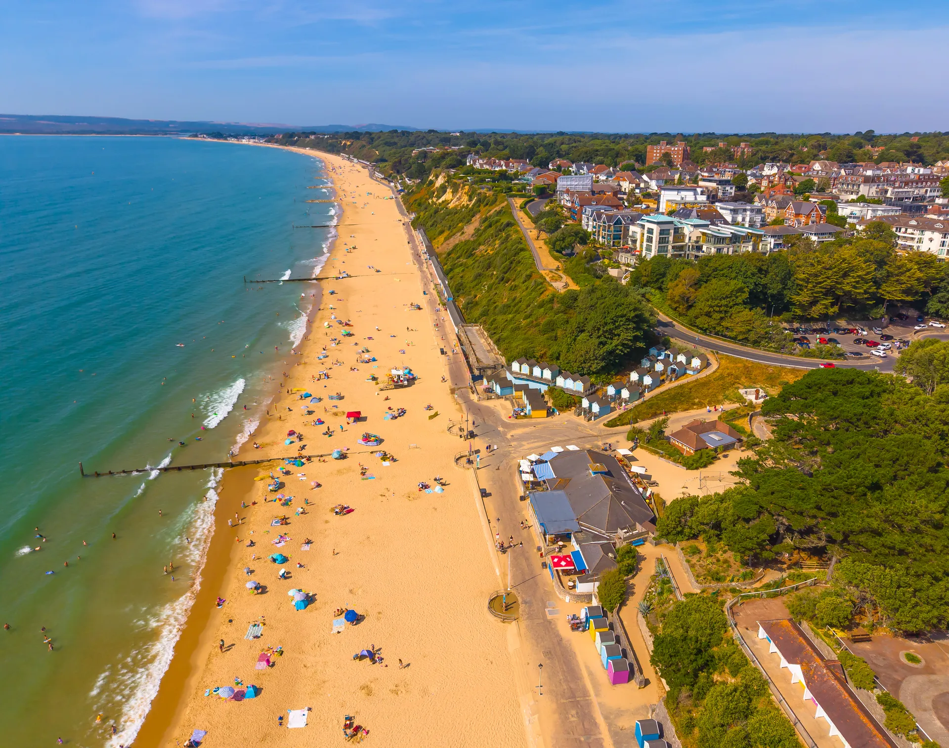 Aerial view of Alum Chine Beach